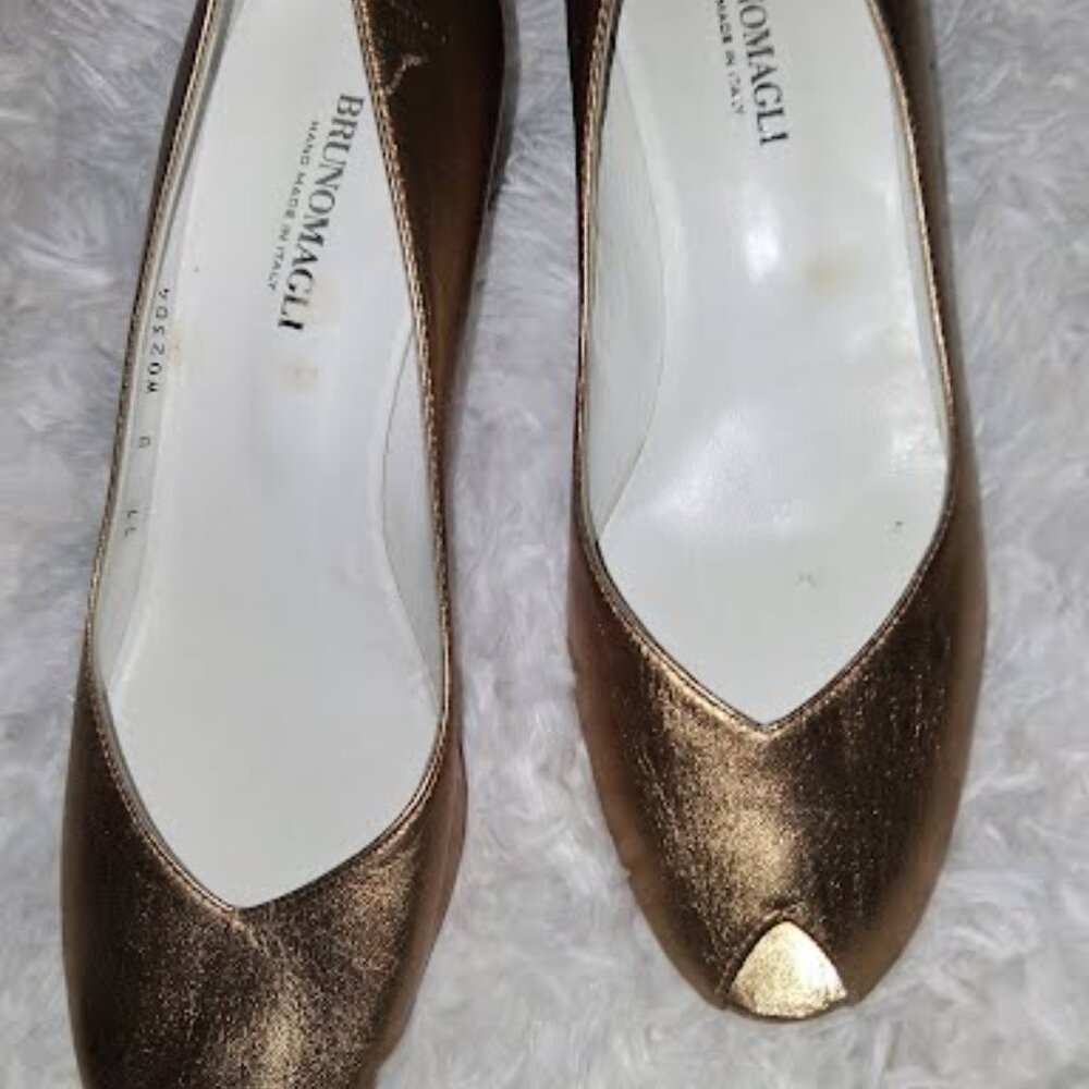 *Available 4 Pickup! Great! New Bruno Magli, Gold Metallic Wedge Shoes, 11 M!